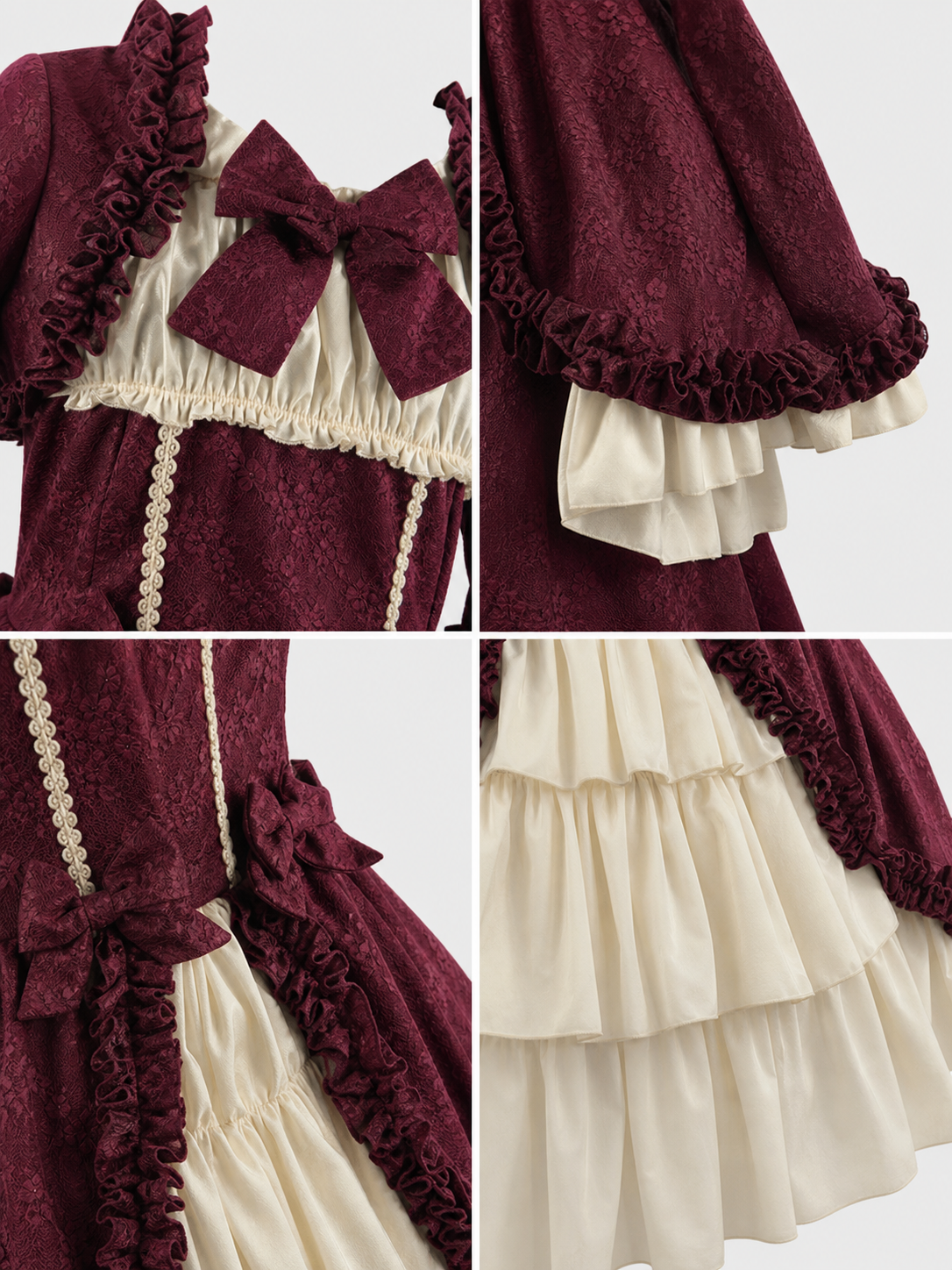 Victorian Gothic Dress with Bow and Ruffles