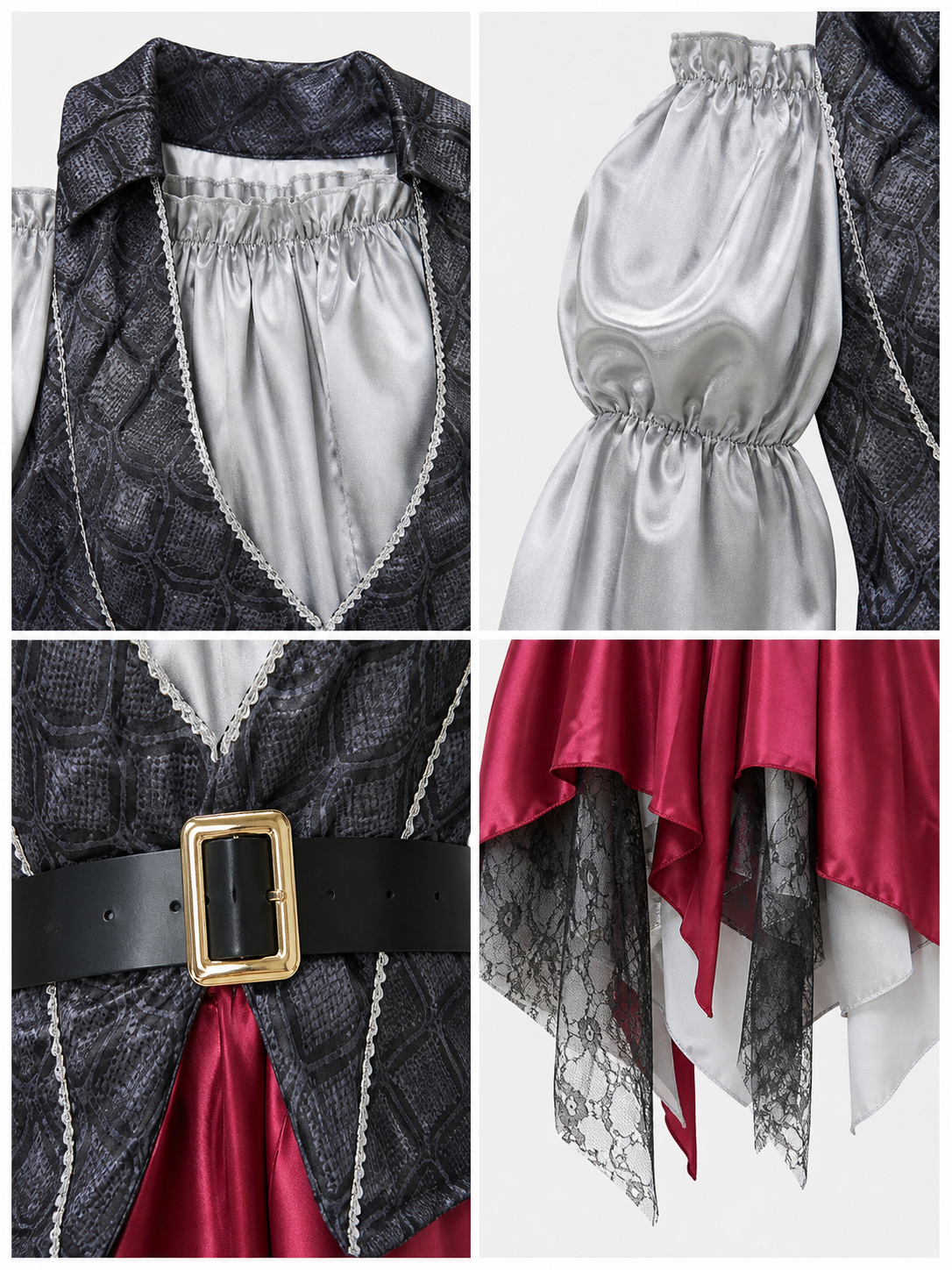 Pirate Costume with Vest and Asymmetrical Skirt