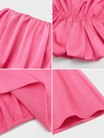Strapless peplum bustier top, bright pink
