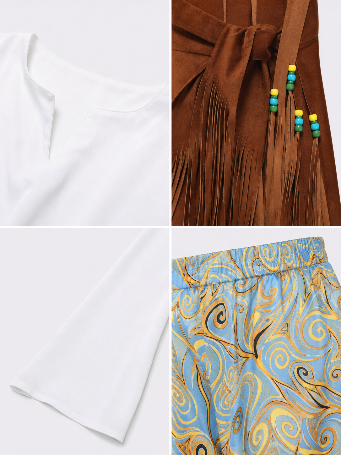 Party Costume: Fringe Vest and Flared Pants detail view