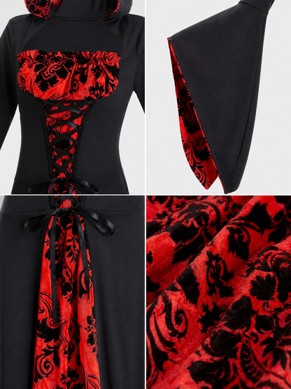 Long Gothic-Style Hooded Dress