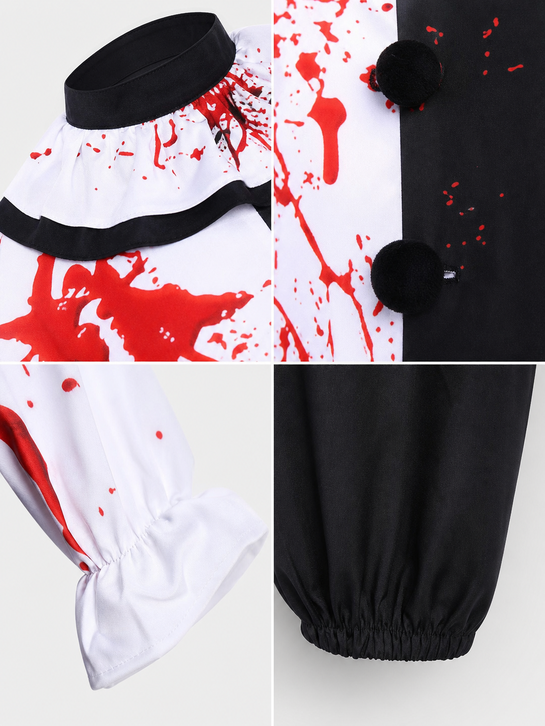 Carnival Clown Costume Jumpsuit with Blood Splatter Print
