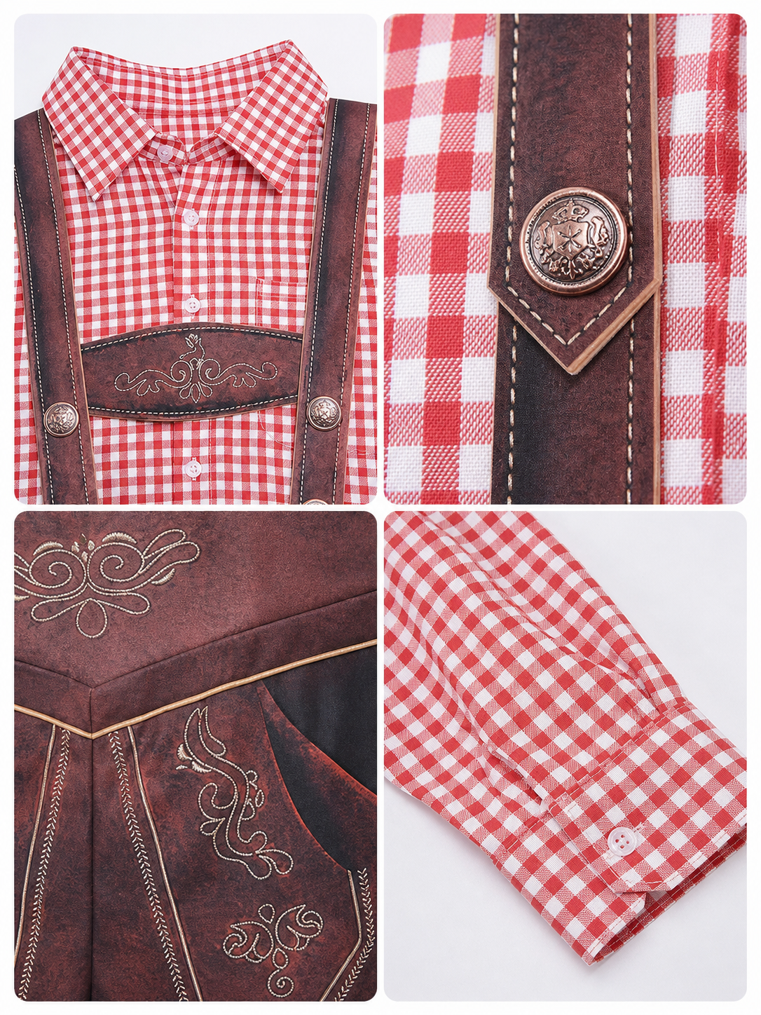 Red and White Checkered Shirt for Oktoberfest