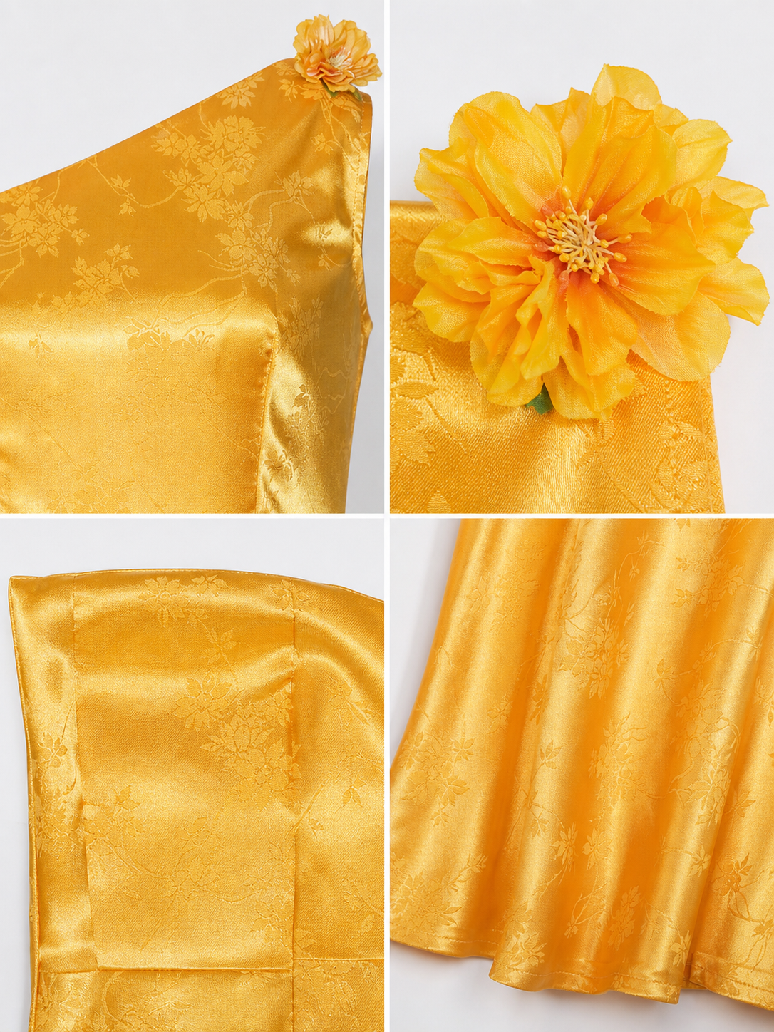 Yellow cosplay dress with floral accents