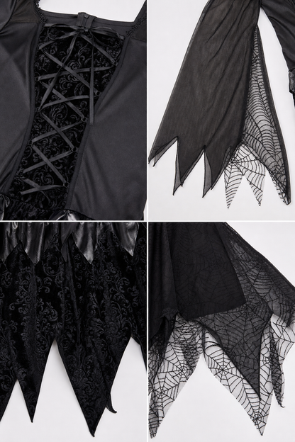 Black Angel Costume with Wings and Headband detail view