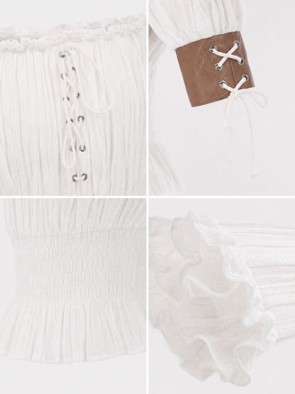 Off-the-Shoulder Blouse with Puff Sleeves