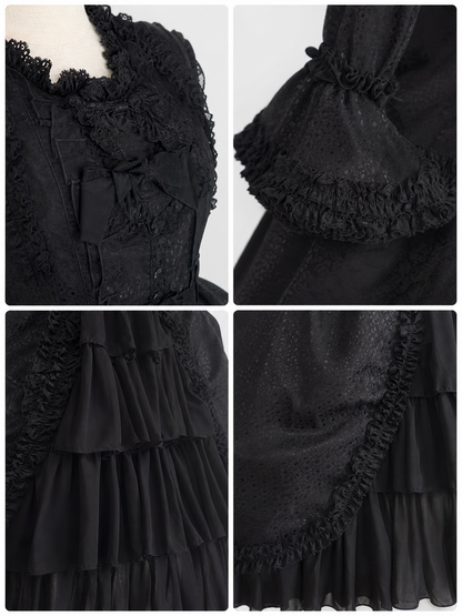 Gothic Victorian Dress with Sleeves and Ruffles