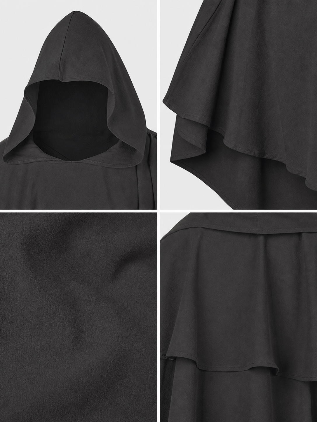 Dark Gray Hooded Poncho Cloak Costume product view 29