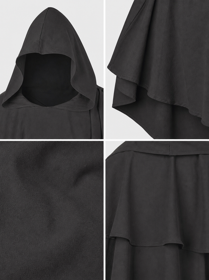 Dark Gray Hooded Poncho Cloak Costume product view 29