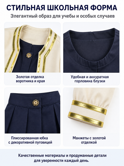 Character cosplay costume with jacket and skirt detail view