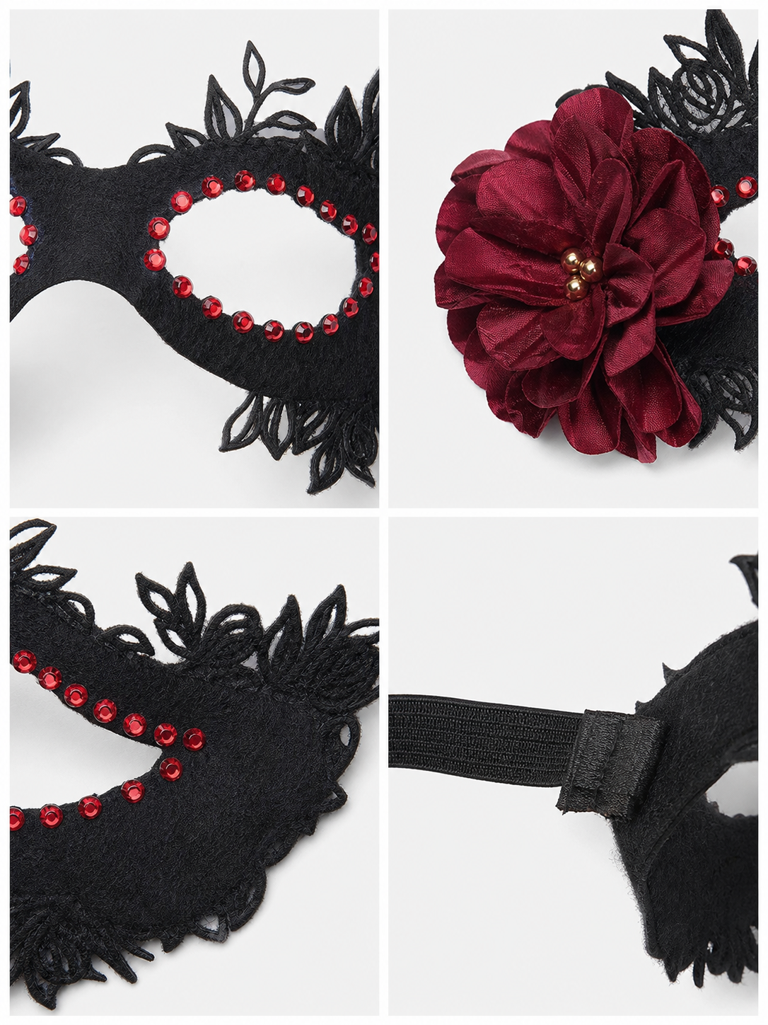 Masquerade Eye Mask with Rose, Gothic Style
