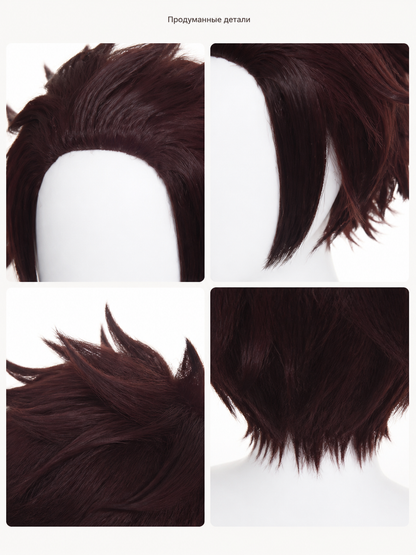 Red-Brown Carnival Wig for Halloween and Cosplay detail view