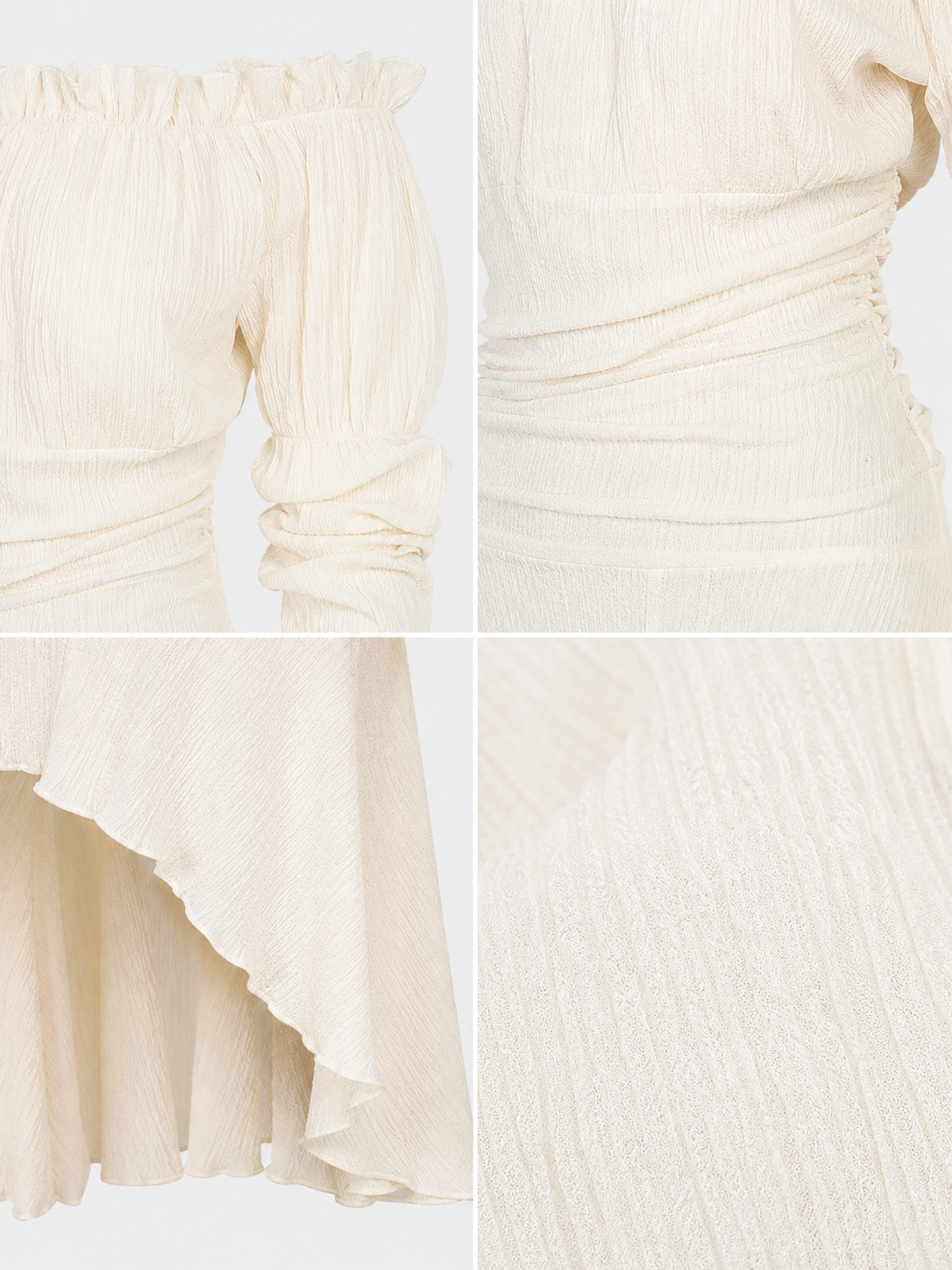 Long Off-the-Shoulder Dress with an Asymmetrical Hem