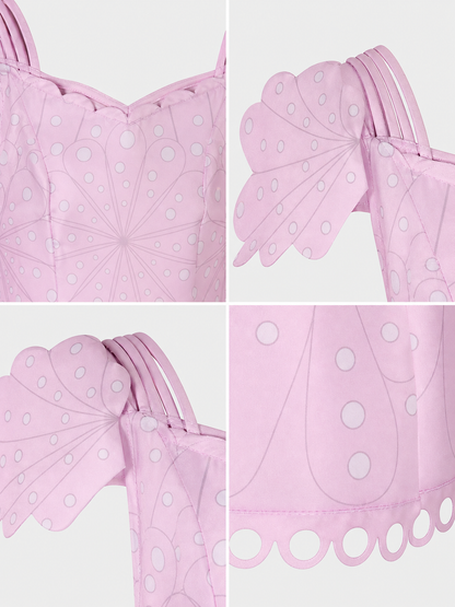 Pink Cosplay Dress with Bow and Pattern