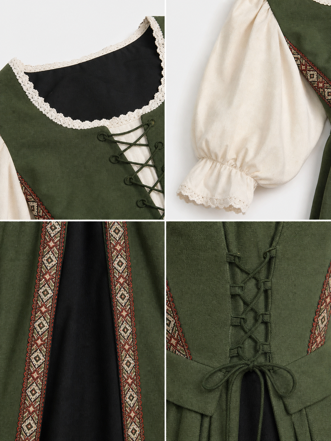 Renaissance-Style Dress with a Square Neckline