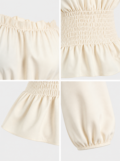 Off-the-Shoulder Blouse with Puff Sleeves