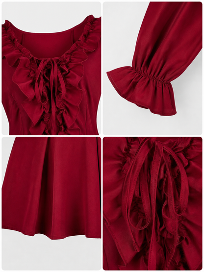 Renaissance-style blouse with jabot and lacing