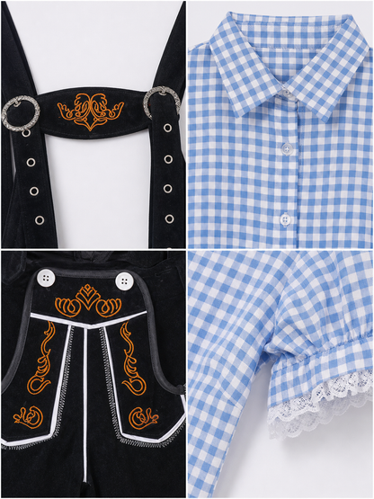 Suspenders Set: Plaid Shirt and Shorts
