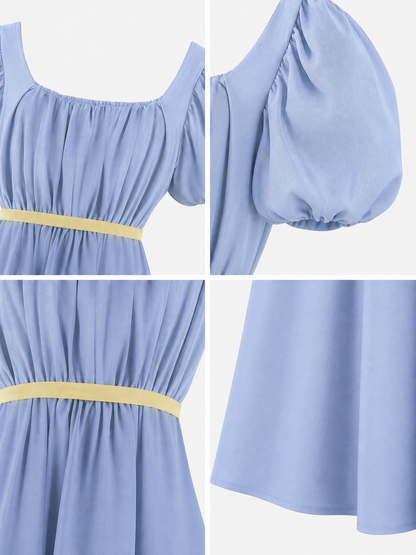 Bridgerton-style dress with a square neckline