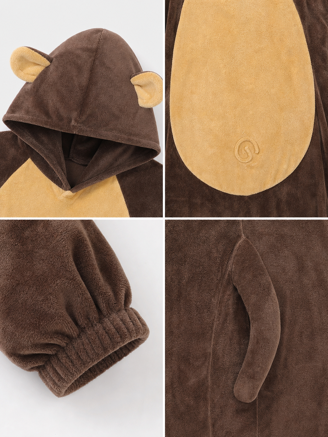Adult Monkey Kigurumi Costume with Hood