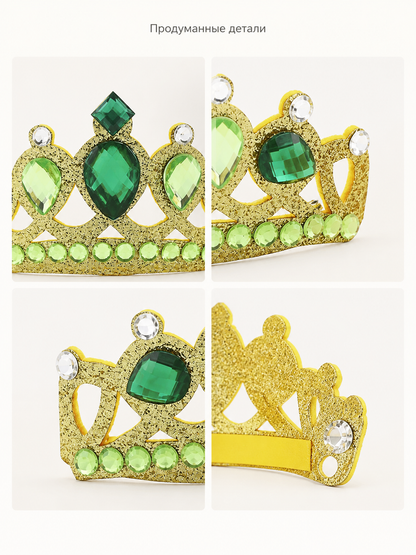 Green Crown-Shaped Halloween Costume Headband detail view