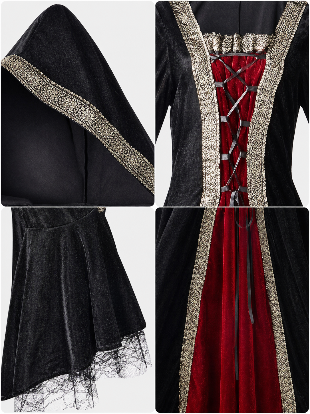 Gothic Hooded Costume Dress for Cosplay