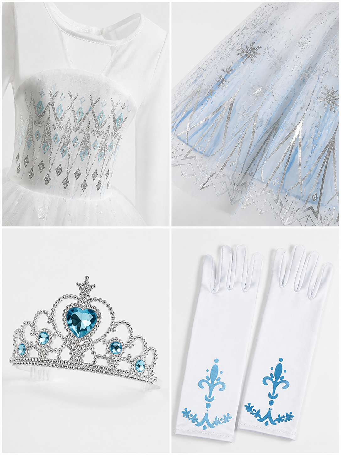 Princess Costume with a White Dress and Crown