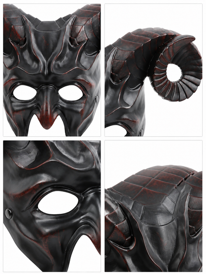 Black ram horn carnival mask product view 27