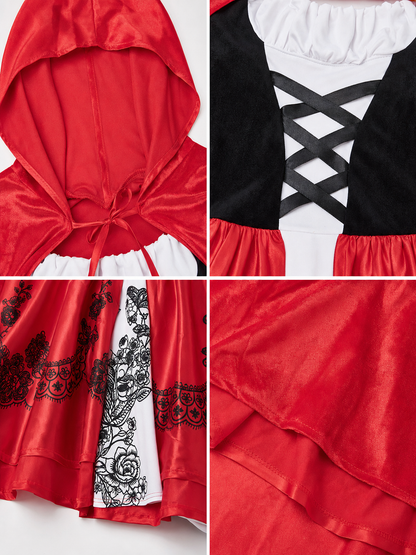 Cosplay Costume: Dress and Red Hooded Cape