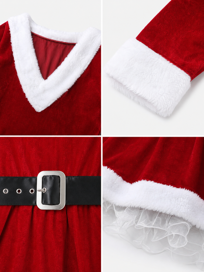 Christmas Santa dress costume with belt and stockings