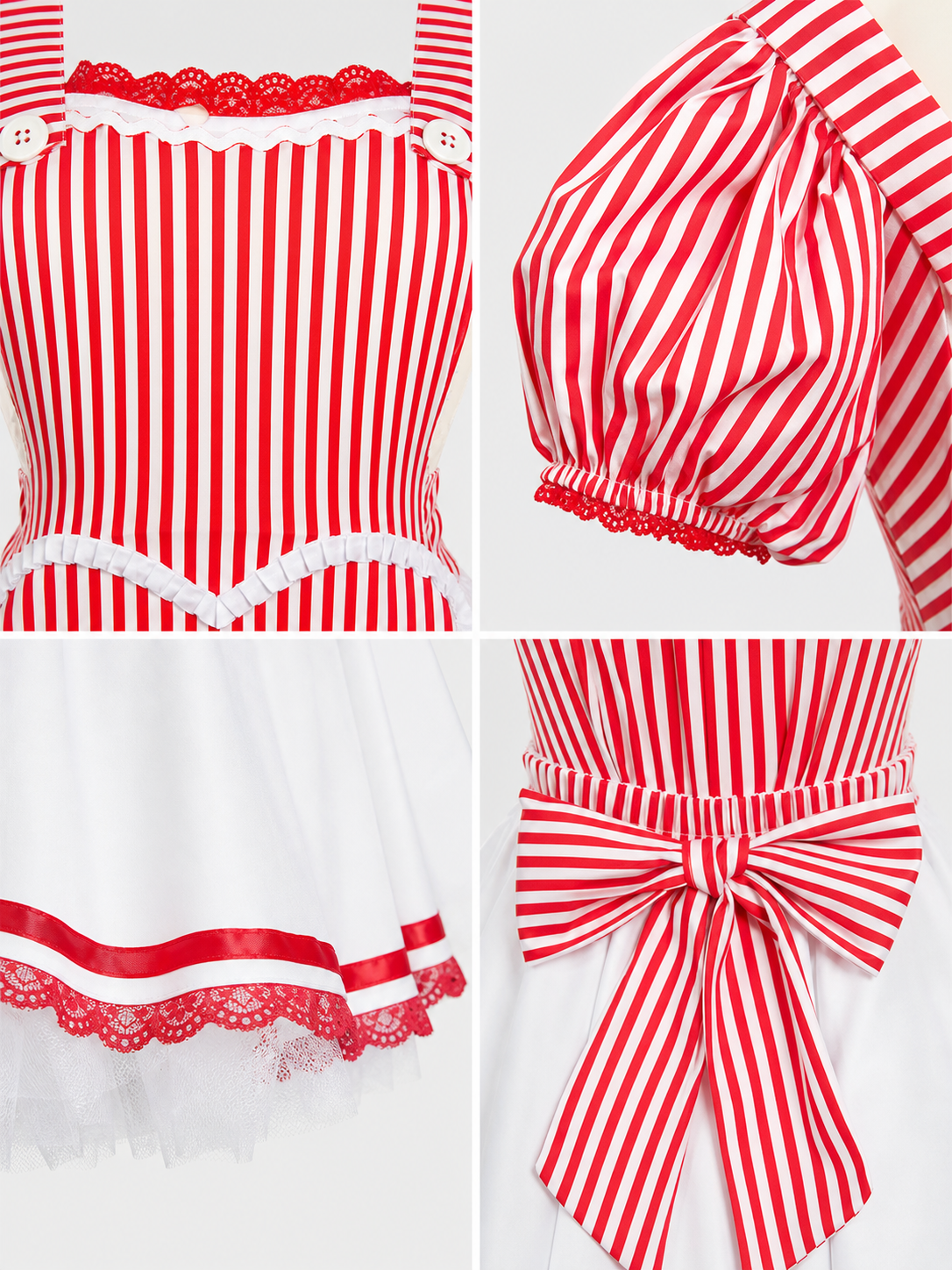 Cosplay costume dress with a striped bodice