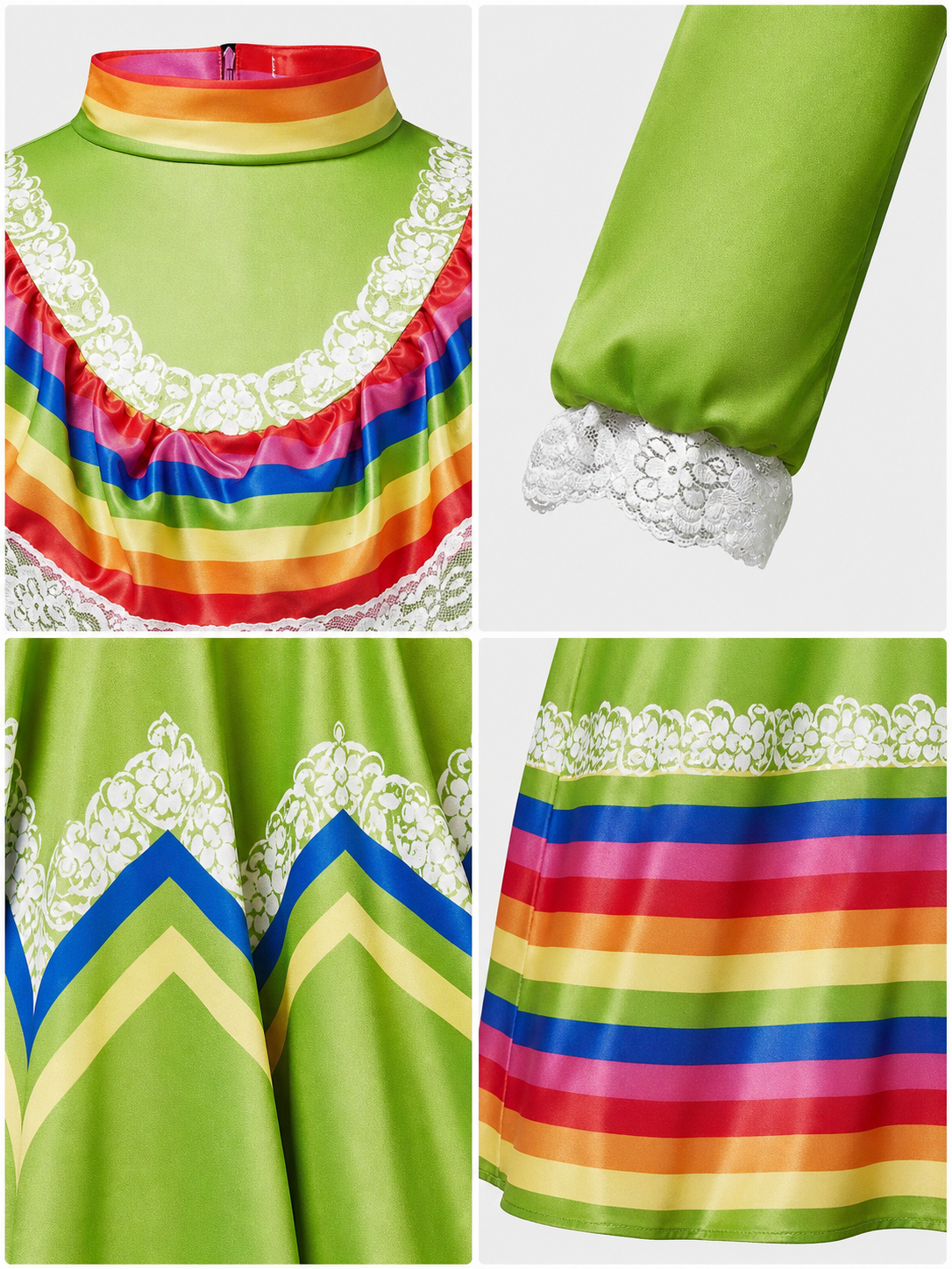 Folk Dress with Lace and a Bright Skirt