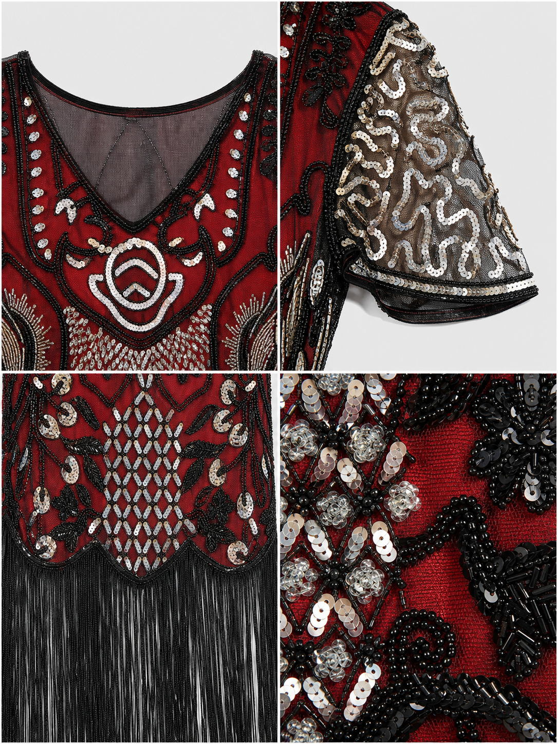 Flapper-Style Dress with Sequins and Fringe