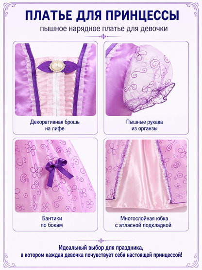 Princess Carnival Costume with Full Skirt for Halloween detail view