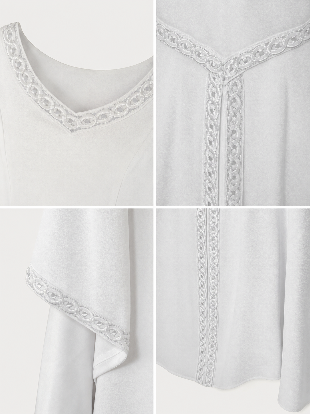 White Maxi Dress with Embroidery and Flared Sleeves
