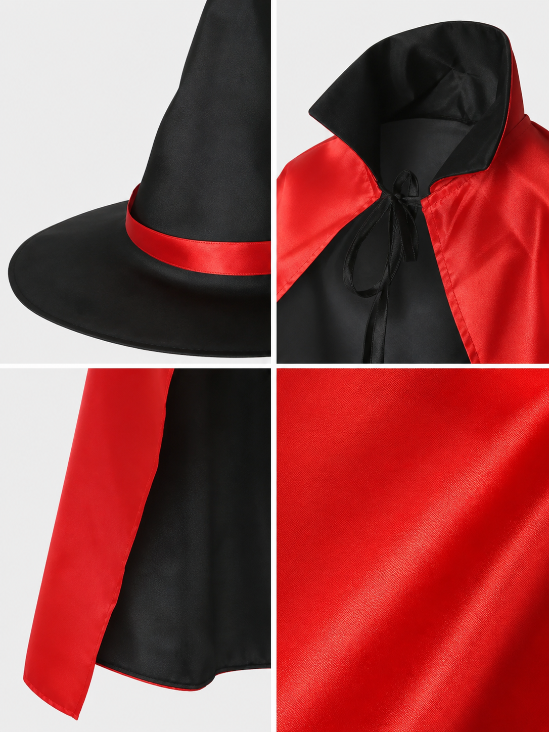 Carnival Costume: Red and Black Cape and Hat