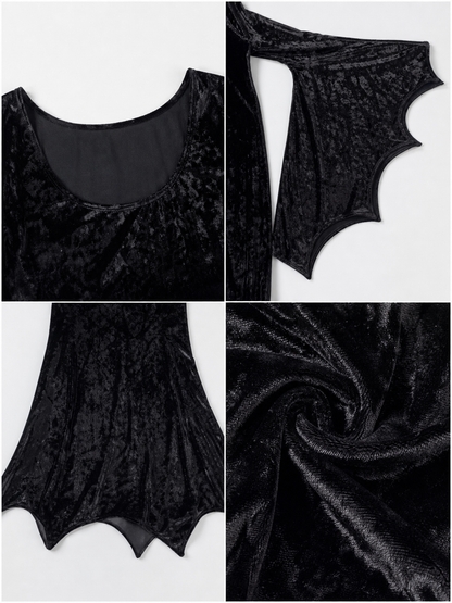 Black Cosplay Dress with Bat-Wing Sleeves