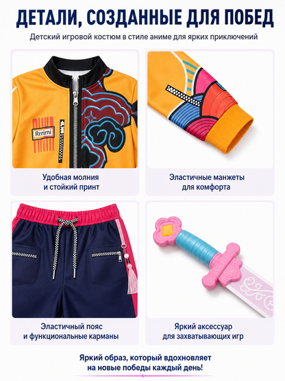 Stage Costume: Jacket and Shorts with Multicolor Print detail view