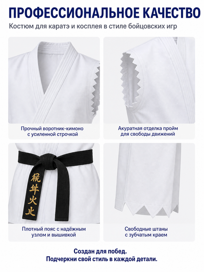 Ken Cosplay Costume: Jacket, Pants, and Belt detail view