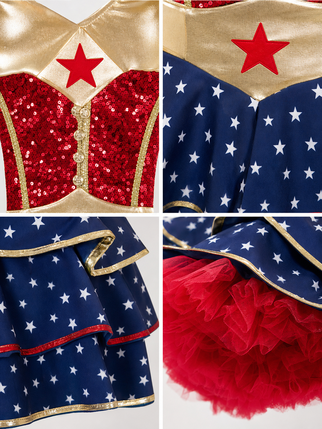 Star Superhero Dress with Red and Blue Tutu Skirt