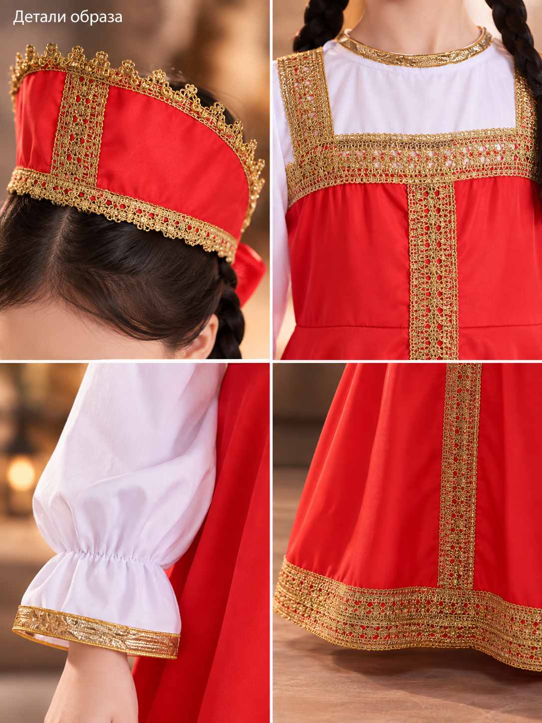 Red Carnival Dress with Headwear detail view