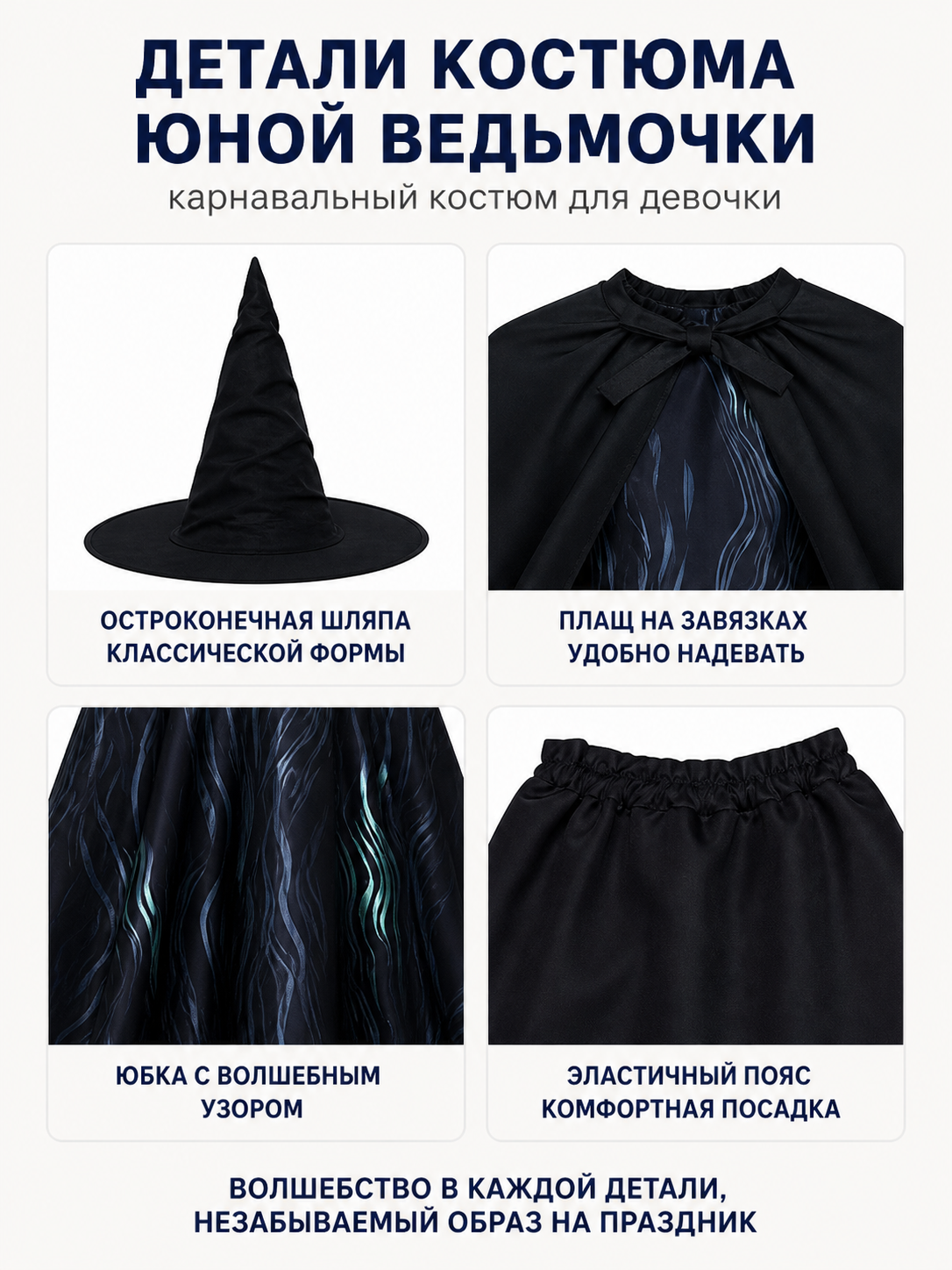 Blue Costume with Cape and Hat for Halloween product detail composite