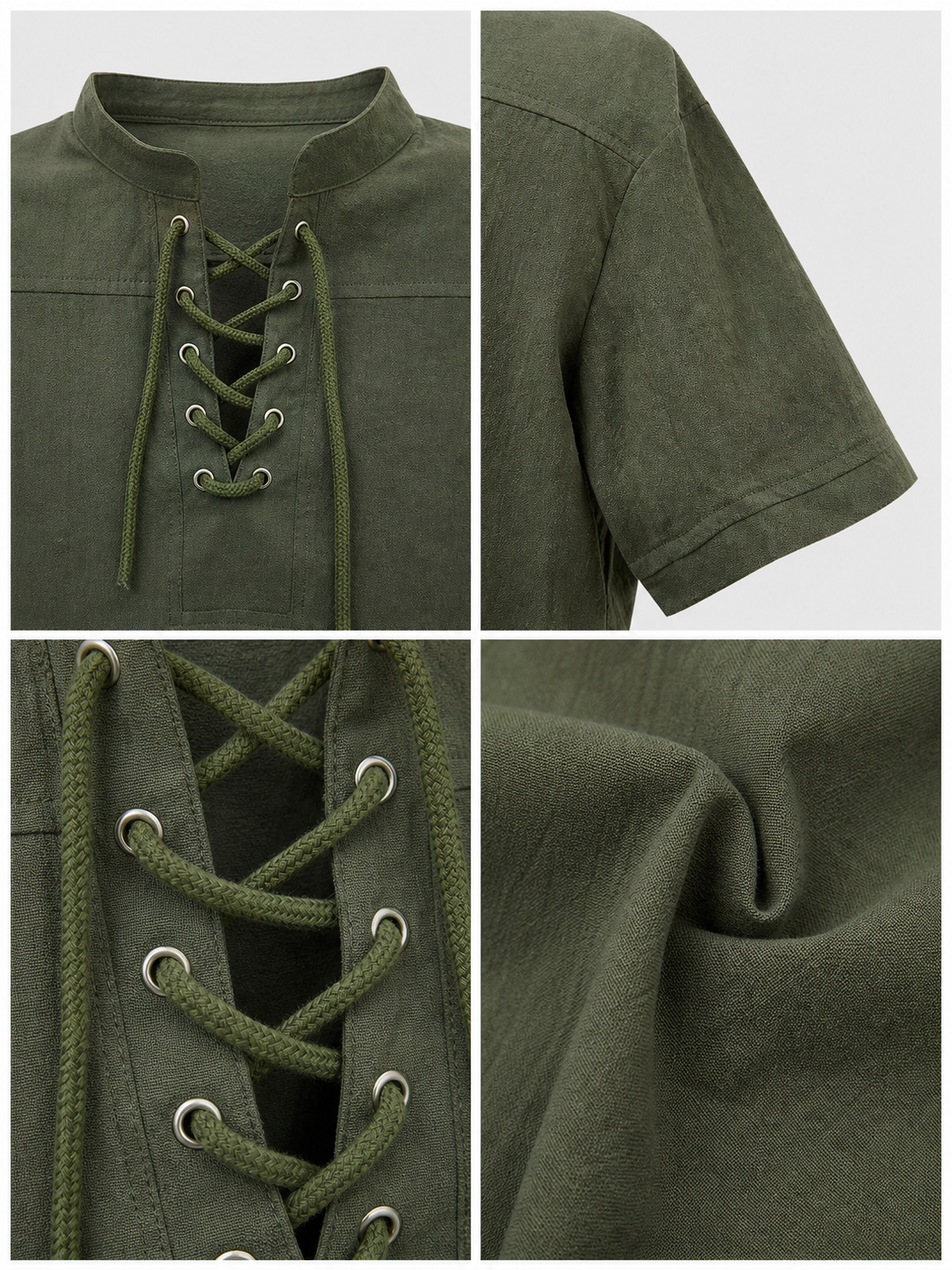 Stand-Collar Shirt with Lacing