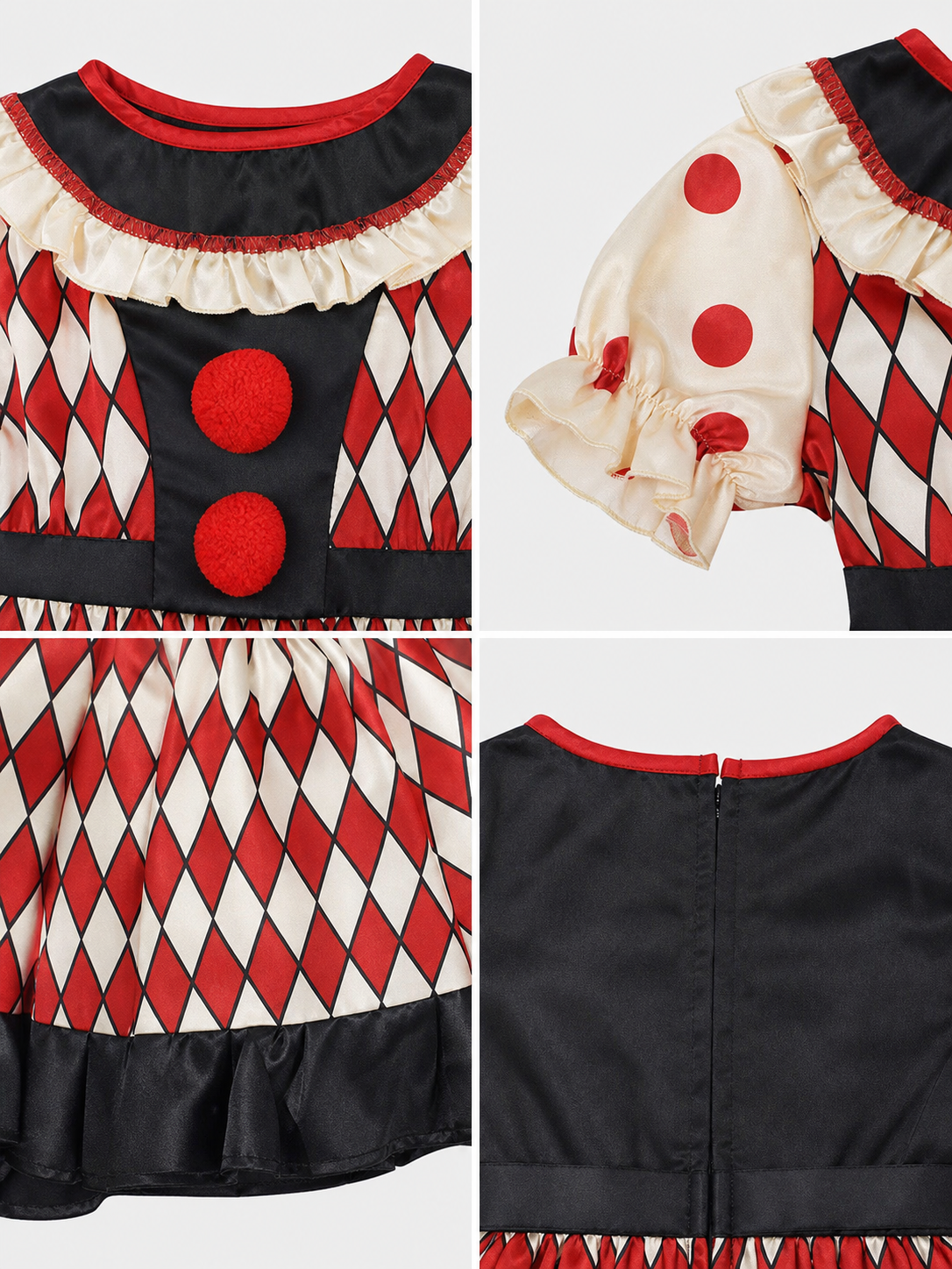 Clown Costume with Dress, Hat, and Shoes