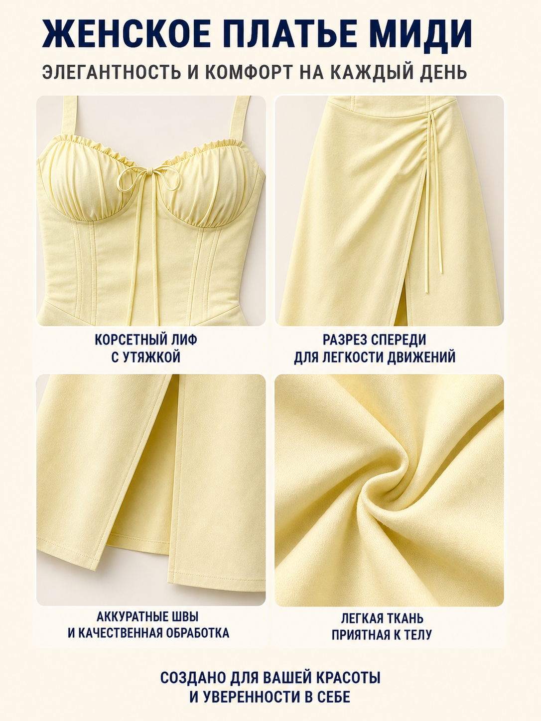 Thin-Strap Dress with a Square Neckline