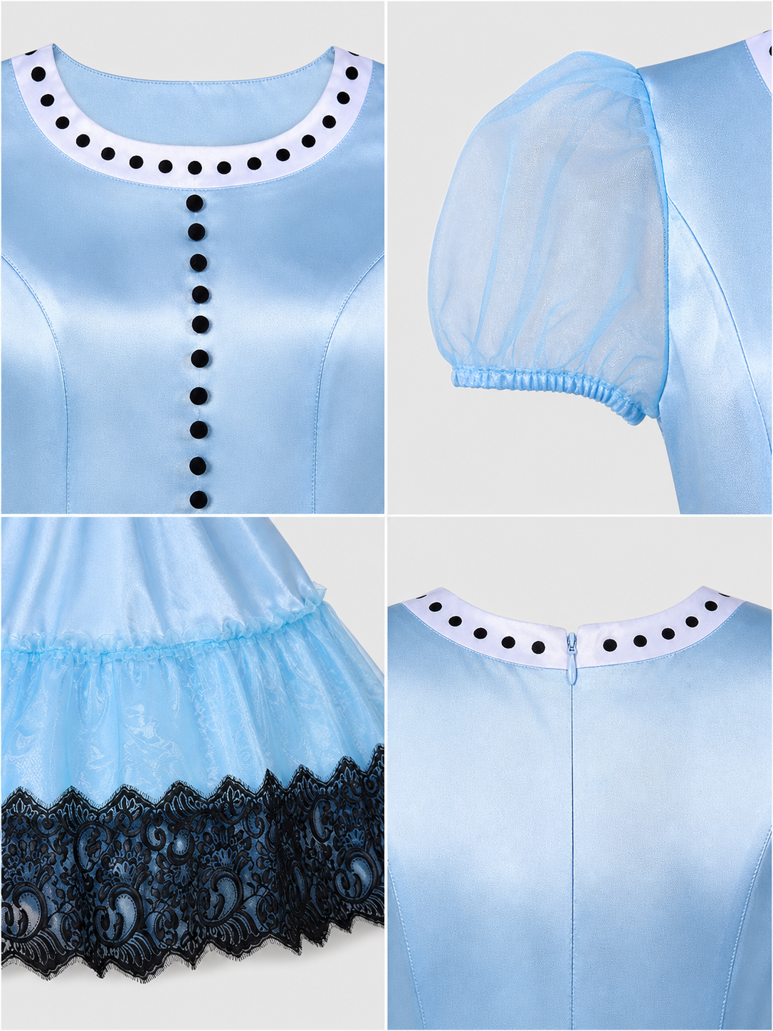 Alice Blue Dress with Full Skirt and Lace
