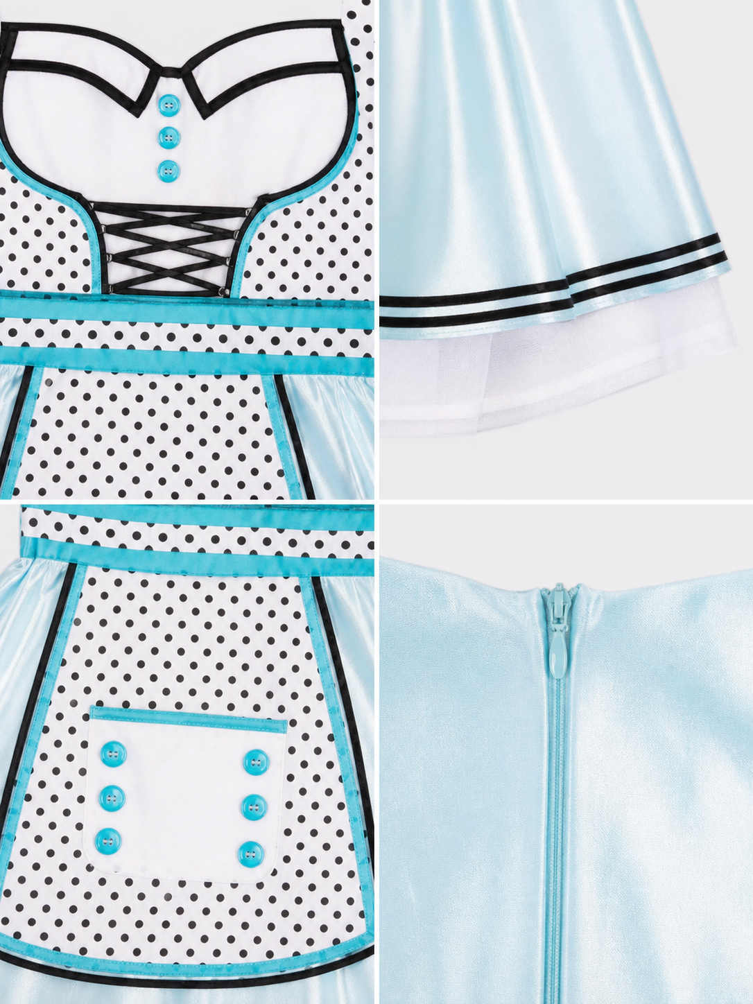 Alice-Inspired Costume Dress with Polka-Dot Apron