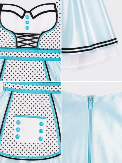 Alice-Inspired Costume Dress with Polka-Dot Apron