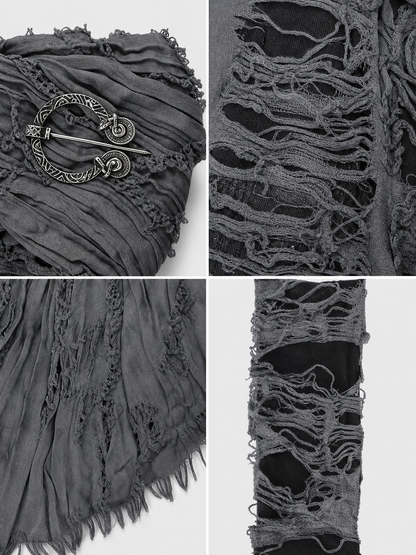 Hooded scarf with fingerless gloves, grunge design