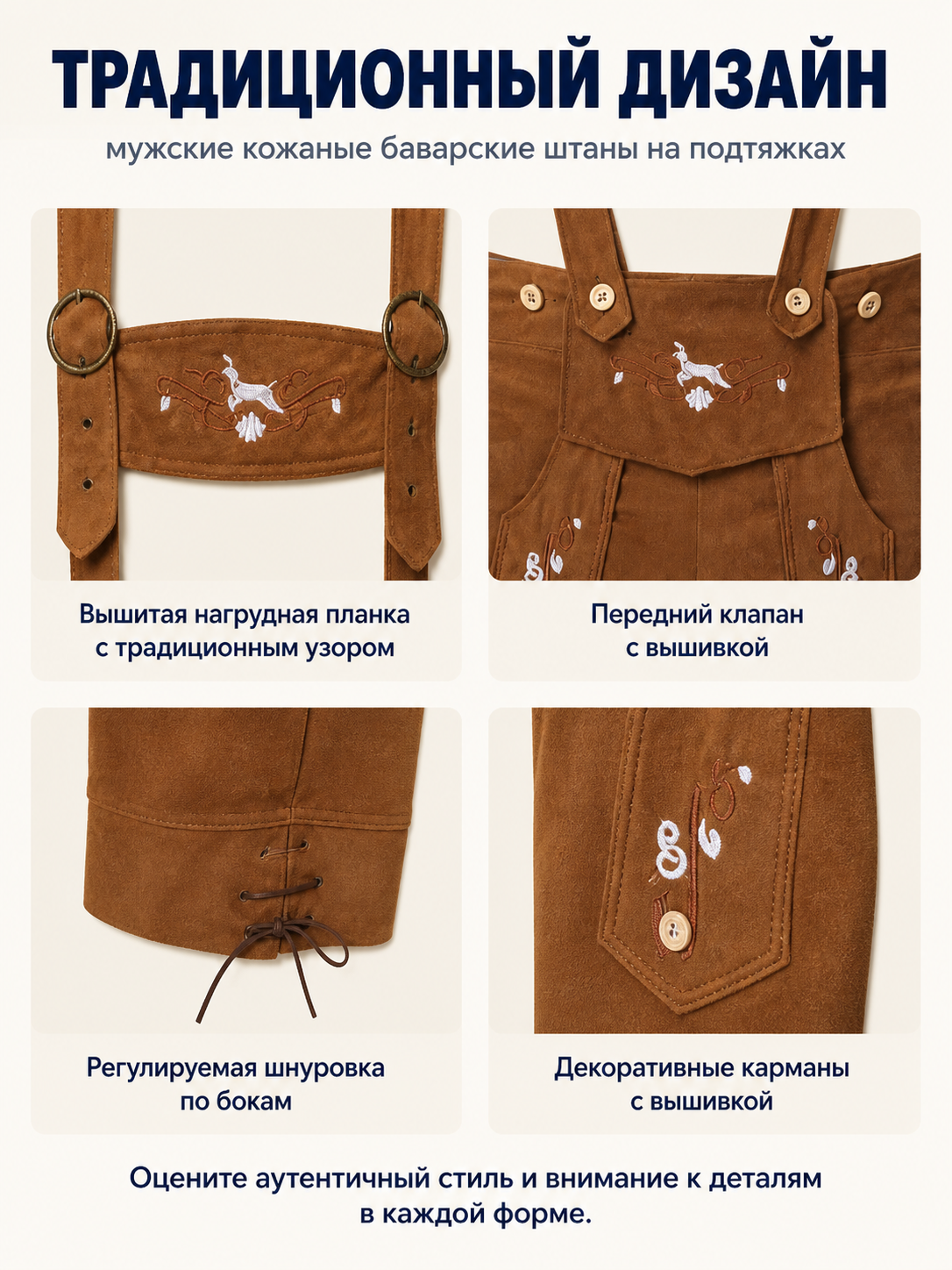 Bavarian-Style Embroidered Suspender Pants product detail composite
